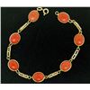 Image 2 : 18k Yellow Gold 7 Oval Bezel Set Matched RARE Red Coral Link Bracelet