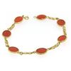 Image 7 : 18k Yellow Gold 7 Oval Bezel Set Matched RARE Red Coral Link Bracelet