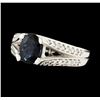 Image 1 : 1.61 ctw Sapphire and Diamond Ring - 14KT White Gold