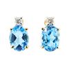 Image 1 : 2.06 ctw Oval Cut Swiss Blue Topaz and Diamond Earrings - 14KT Yellow Gold