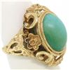 Image 3 : 14k Yellow Gold Etched Open Work Bezel Set Oval Cabochon Persian Turquoise Solit