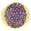 Image 2 : 18K Yellow Gold 7.50 ctw Round Amethyst Domed Popcorn Cluster Ring