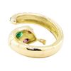 Image 3 : 0.66 ctw Emerald, Ruby, and Diamond Snake Ring - 14KT Yellow Gold