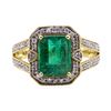 Image 1 : 2.82 ctw Emerald and Diamond Ring - 18KT Yellow Gold