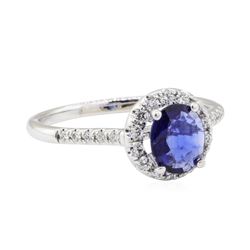 0.96 ctw Sapphire and Diamond Ring - 14KT White Gold