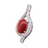 Image 2 : 4.55 ctw Red Coral and Diamond Pendant - 14KT White Gold