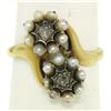 Image 4 : 18k Gold Rose Diamonds Seed Pearl Enamel Bypass Ring