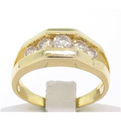 14k Solid Yellow Gold Ladies 0.60 ctw 5 Large Diamond Geometric Band Ring