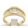 Image 1 : 14k Solid Yellow Gold Ladies 0.60 ctw 5 Large Diamond Geometric Band Ring