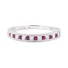 Image 2 : 0.20 ctw Ruby and Diamond Straight-Line Double Milgrain Band - 10KT White Gold