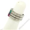 Image 6 : Set of 3 Stackable 18kt White Gold Emerald Ruby Sapphire and Diamond Band Rings