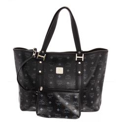 MCM Black Visetos Coated Canvas Large Tote Bag