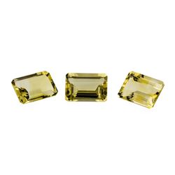 20.84 ctw.Natural Emerald Cut Citrine Quartz Parcel of Three