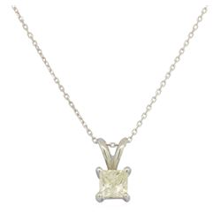 0.65 ctw Diamond Pendant With Chain - 14KT White Gold