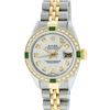 Image 2 : Rolex Ladies 2 Tone Silver Diamond & Emerald Datejust Wristwatch