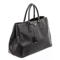 Prada Black Leather Saffiano Lux Tote Bag