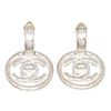 Image 2 : Chanel Silver CC Dangle Clip-On Earrings