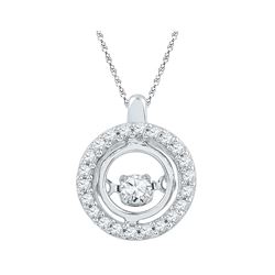 1/4 CTW Round Diamond Circle Moving Twinkle Pendant 10kt White Gold - REF-22H8W