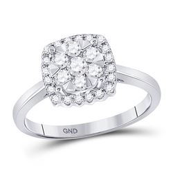1/2 CTW Round Diamond Right-Hand Cluster Ring 10kt White Gold - REF-39X6T