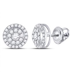 3/4 CTW Round Diamond Solitaire Cluster Stud Earrings 14kt White Gold - REF-51K5R