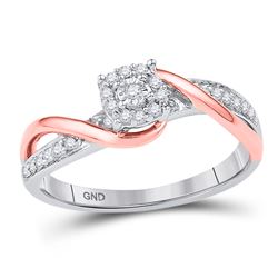 1/6 CTW Round Diamond Cluster Promise Bridal Ring 10kt Two-tone Gold - REF-18N3Y
