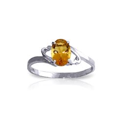 Genuine 0.90 ctw Citrine Ring 14KT White Gold - REF-20W7Y
