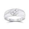 Image 1 : 1/3 CTW Mens Round Diamond Wedding Ring 10kt White Gold - REF-41M9A