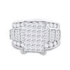 Image 2 : 3 CTW Princess Diamond Cluster Bridal Wedding Engagement Ring 14kt White Gold - REF-242R4H
