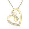 Image 1 : 1/10 CTW Round Diamond Heart Infinity Pendant 10kt Yellow Gold - REF-18K3R