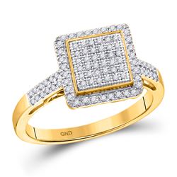 1/3 CTW Round Diamond Square Frame Cluster Ring 10kt Yellow Gold - REF-24T3K
