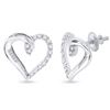 Image 1 : 1/6 CTW Round Diamond Heart Earrings 10kt White Gold - REF-10F8M