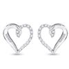 Image 2 : 1/6 CTW Round Diamond Heart Earrings 10kt White Gold - REF-10F8M