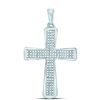 Image 1 : 1/3 CTW Mens Round Diamond Roman Cross Charm Pendant 10kt White Gold - REF-26K3R
