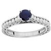 Image 1 : 0.90 CTW Blue Sapphire & Diamond Ring 14K White Gold - REF-98F5N