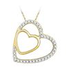 Image 1 : 1/8 CTW Round Diamond Double Heart Pendant 10kt Yellow Gold - REF-9A6N