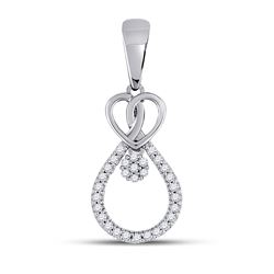 1/10 CTW Round Diamond Heart Teardrop Cluster Pendant 10kt White Gold - REF-9M6A