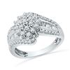 Image 1 : 1 CTW Round Diamond Cluster Ring 10kt White Gold - REF-65N9Y