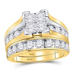 3 CTW Princess Diamond Bridal Wedding Engagement Ring 14kt Yellow Gold - REF-311Y9X
