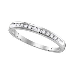 1/6 CTW Round Diamond Slender Single Row Wedding Ring 14kt White Gold - REF-19H2W