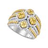 Image 1 : 2 & 7/8 CTW Round Natural Canary Yellow Diamond Fashion Ring 14kt White Gold - REF-264R3H