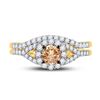 Image 2 : 1 CTW Round Brown Diamond Bridal Wedding Engagement Ring 14kt Yellow Gold - REF-90K3R