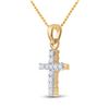 Image 2 : 1/4 CTW Round Diamond Cross Pendant 10kt Yellow Gold - REF-11A9N