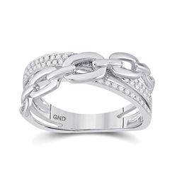 1/5 CTW Round Diamond Chain Link Crossover Ring 10kt White Gold - REF-24M3A