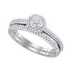 Image 1 : 1/3 CTW Round Diamond Cluster Bridal Wedding Engagement Ring 10kt White Gold - REF-27M5A