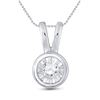 Image 1 : 1/10 CTW Round Diamond Solitaire Faceted Framed Pendant 10kt White Gold - REF-9Y6X