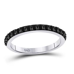 1/2 CTW Round Black Color Enhanced Diamond Ring 10kt White Gold - REF-14M4A