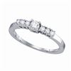 Image 1 : 1/3 CTW Round Diamond Solitaire Bridal Wedding Engagement Ring 14kt White Gold - REF-27F5M