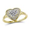 Image 1 : 1/10 CTW Round Diamond Heart Frame Cluster Ring 10kt Yellow Gold - REF-10K8R