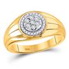 Image 1 : 1/10 CTW Mens Round Diamond Circle Cluster Ring 10kt Yellow Gold - REF-27K5R