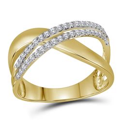 3/8 CTW Round Diamond Crossover Ring 10kt Yellow Gold - REF-27M3A
